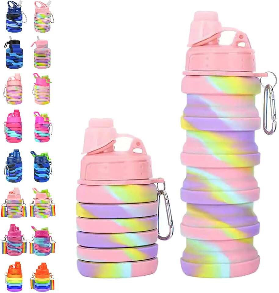 Silicone Collapsible Sports Water Bottles 500ml 16oz