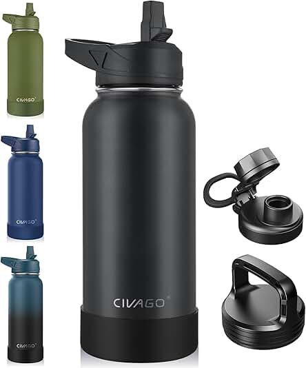 CIVAGO 32 oz Insulated Water Bottle With Straw
