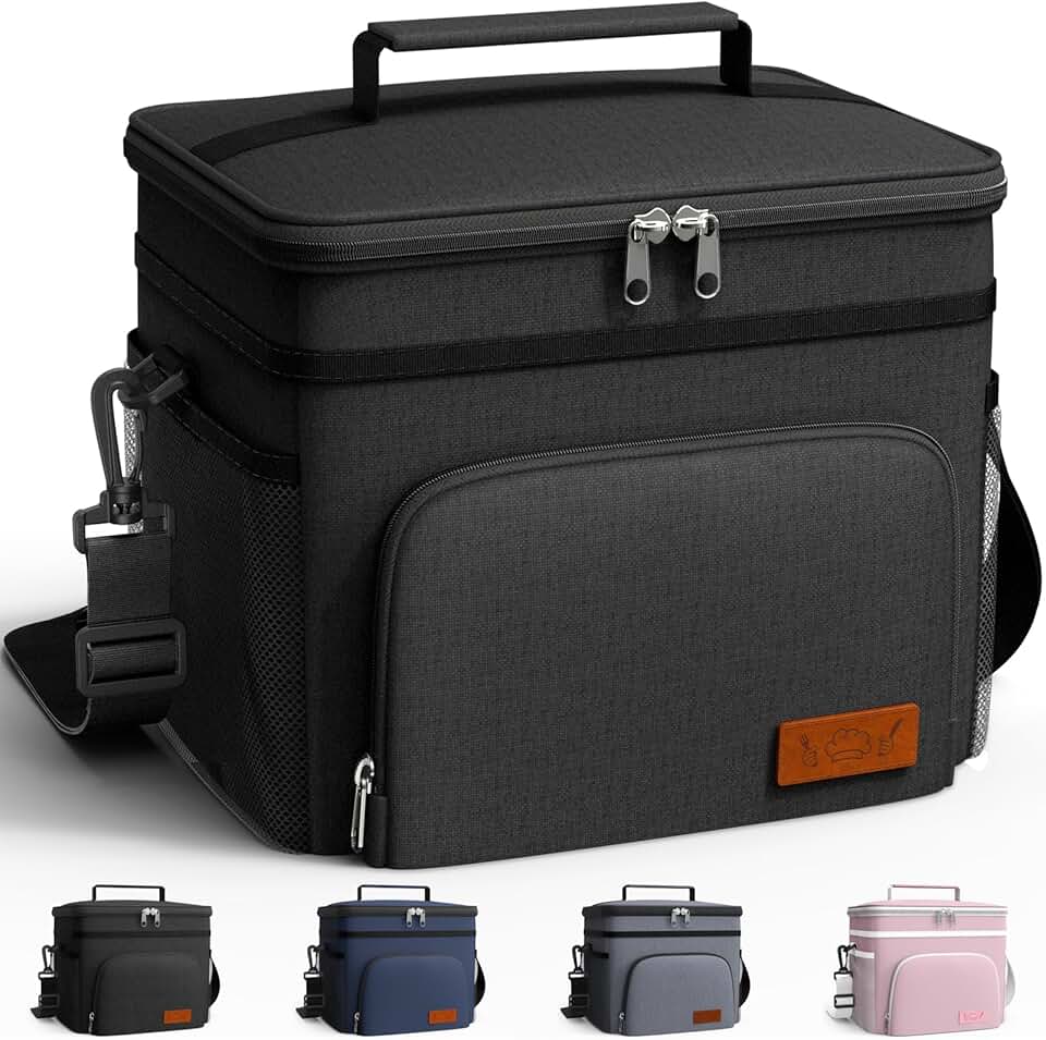 HOTOR Insulated Lunch Box for Men & Women - Leak-Proof Cooler Lunch Bag with 4 Pockets