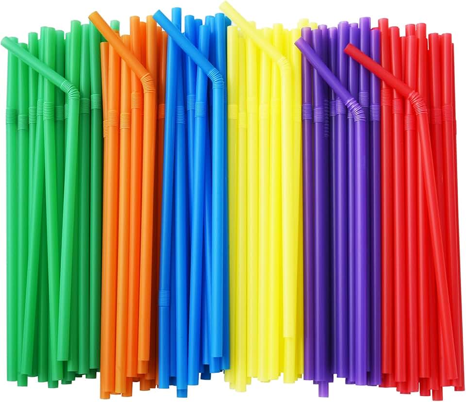 ALINK 200-Pack Flexible Drinking Straws