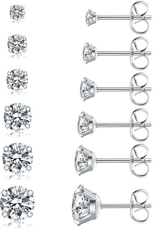 6 Pairs Stud Earrings Set