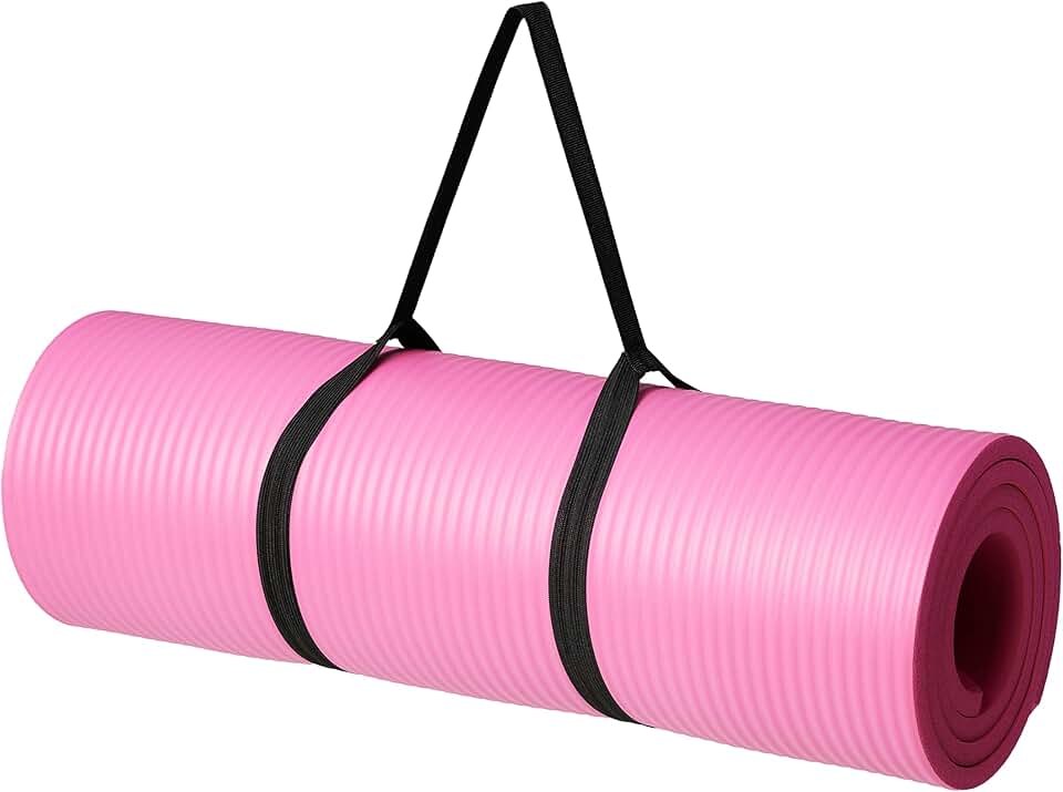 Amazon Basics 1/2 Inch Extra Thick Exercise Yoga Mat with Carrying Strap