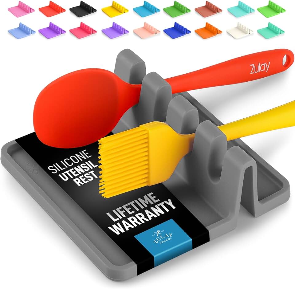 Silicone Utensil Rest with Drip Pad for Multiple Utensils